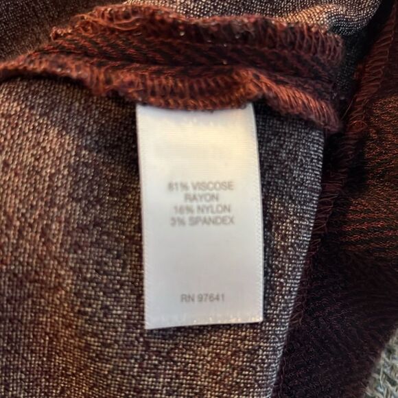 J. Jill Ponte 3/4 Sleeve Burgundy Herringbone Knit Pockets Shift Dress Large - Picture 7 of 7